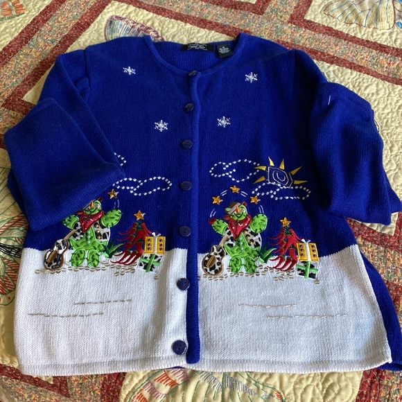 Beautiful Ugly Christmas sweater. Southwest cactus and chili peppers. Size M - Picture 7 of 10